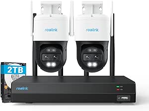 REOLINK 4K PTZ Wi-Fi 6 Cam System with Auto-Zoom Tracking, 6X Hybrid Zoom, 360° Coverage, 2.4/5 GHz Wi-Fi, Spotlight Color Night Vision, AI Detection, No Monthly Fees, 2TB HDD NVR, RLK12-800WTM2