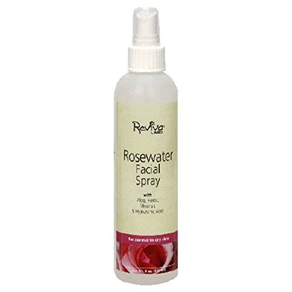 Reviva Labs Facial Spray, Rosewater, For Normal to Dry Skin, 8-Ounces (Pack of 3)