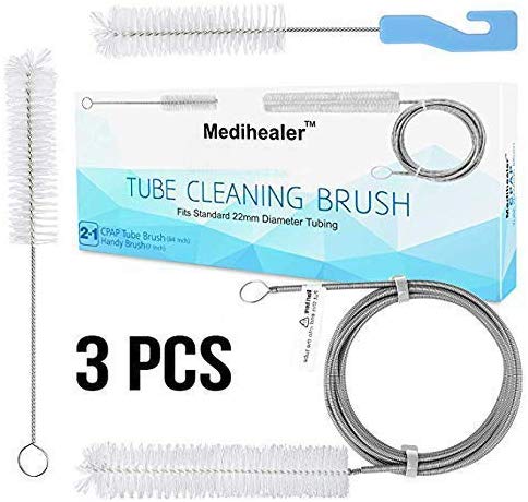 Medihealer CPAP Tube Hose Cleaning Brush,CPAP Mask Cleaner Brush,Supplies for Standard 22mm Diameter Tubing,Stainless Steel 7ft and 7Inch Handy Brush,Pack of 3