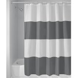 InterDesign Mildew-Free Water-Repellent Zeno Fabric Shower Curtain 72-Inch by 72-Inch CharcoalWhite