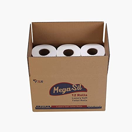 Mega SIL Toilet Paper Family Value Size 500 Sheets Soft Luxur White Standard Toilet Paper 2 Ply, 12 Rolls (Pack of 1)