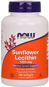 NOW Supplements, Sunflower Lecithin 1200 mg with Phosphatidyl Choline, 100 Softgels