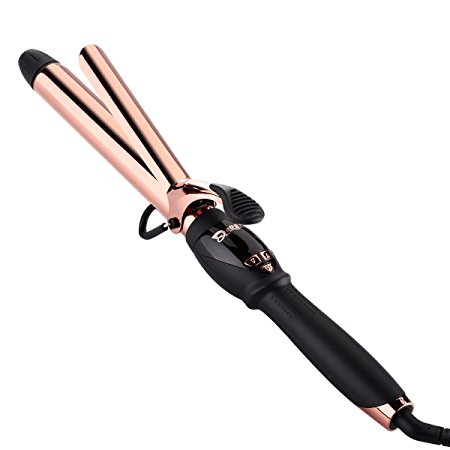 Deogra Hair Curler with Titanium Technology LCD Display 1 inch Curling Iron Adjustable Temperature Curling Wand Fast Heat Up with Heat-resistant Pouch (Rose Gold)