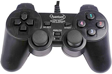 Quantum MST-1011-4 USB Vibration Game Pad Remote Joystick (Black)