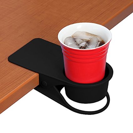 Drinking Cup Holder Clip - Home Office Table Desk Side Huge Clip Water Drink Beverage Soda Coffee Mug Holder Cup Saucer Clip Design, Black