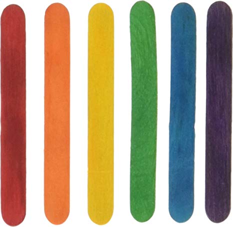 Krafty Kids 203756 CW497 Craftwood Mini Craft Sticks, 2 .13in by 0.25in, Colored, 150-Piece