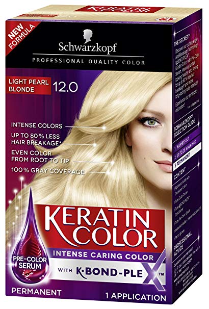 Schwarzkopf Keratin Color Anti-Age Hair Color Cream, 12.0 Light Pearl Blonde (Packaging May Vary)