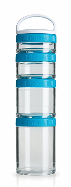 BlenderBottle GoStak Twist n' Lock Storage Jars, 4-Piece Starter Pak, Aqua