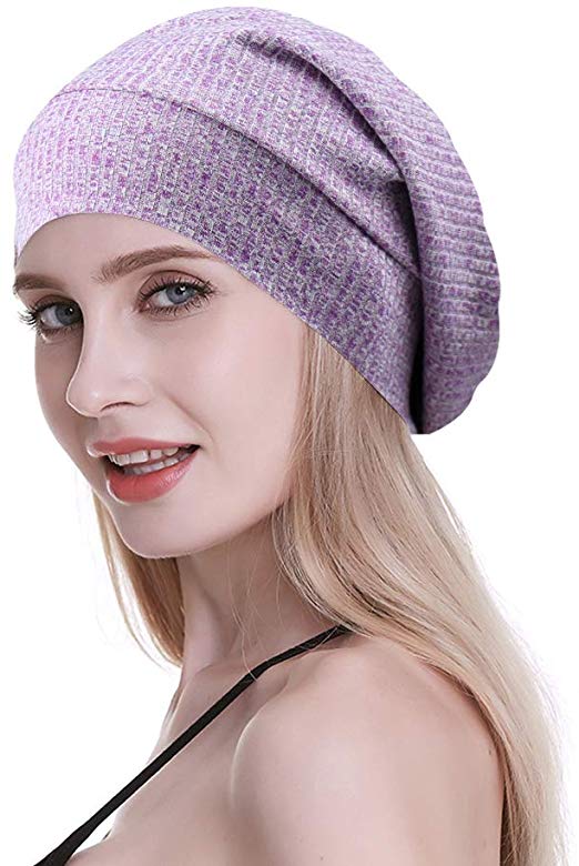 Elastic Satin Lined Sleep Caps for Frizzy Hair Breathable Night Headwear