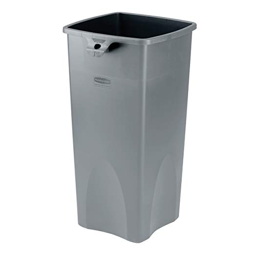 Rubbermaid Commercial Products Untouchable Square Trash/Garbage Can, Gray (FG356988GRAY)