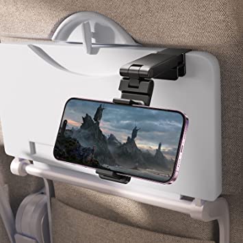 JSAUX Airplane Travel Essentials, Airplane Phone Holder, 360 Degree Rotation Plane Phone Holder, Universal in Flight Airplane Phone Mount, Travel Essentials for Flying, Handsfree Travel Phone Holder