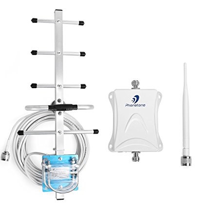 Phonetone GSM 850MHz 70db Cellular Cell Phone Mobile signal Booster Repeater Amplifier with Outdoor Yagi Antenna and wireless indoor mini Antenna Kit (Whip Yagi Antenna)