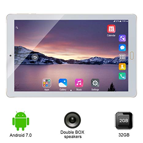 10.1" Inch Android Tablet PC,PADGENE® T9 2GB RAM 32GB Phablet Tablet Quad Core Tablets Dual Camera Sim Card Slots Wifi GPS Bluetooth 4.0 Google Play [2018