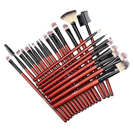 Eye Brushes, 24 Pieces Anjou Professional Eyeliner Eyeshadow Foundation Blending Brush Set, Makeup Tools with Premium Wooden Handle