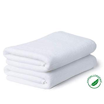 Bath Towels White - Pack of 2 Hypoallergenic Premium Cotton Towels for Bath Pool or Gym 22x44 Inch Towel Set 2 PCS