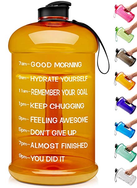 Venture Pal Large 128oz/74oz Leakproof BPA Free Fitness Sports Water Bottle with Motivational Time Marker to Ensure You Drink Enough Water Throughout The Day