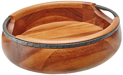 Nambe Anvil Salad Bowl with Servers, 16-Inch Length by 13-Inch Width by 5-Inch High