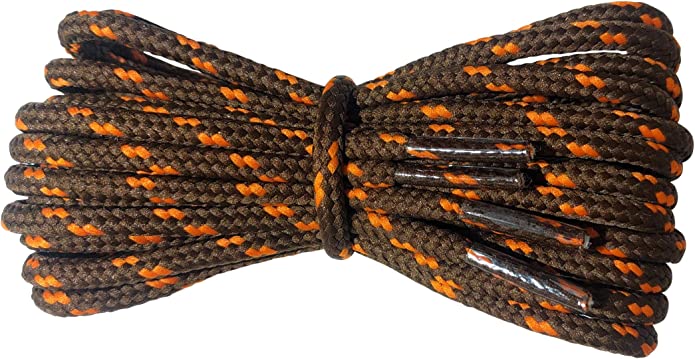 Round Boot Laces - 4 mm - ideal for hiking or work boots - Chocolate Brown with Orange flecks - Made in England