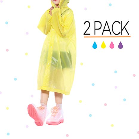 Opret Portable Kids Children Rain Poncho, Reusable Raincoat with Hoods and Sleeves, Durable, Lightweight and Perfect for Outdoor Activities