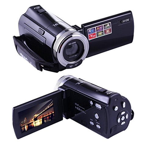 KINGEAR KG005 Mini DV C8 16MP High Definition Digital Video Camcorder DVR 2.7'' TFT LCD 16x Zoom Hd Video Recorder Camera 1280 x 720p Digital Video Camcorder(Black)