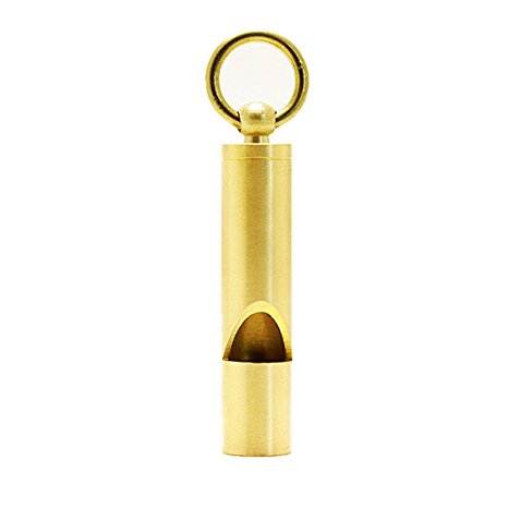 PPFISH Loud Version Portable Brass Emergency Whistle, Classic EDC Tool Collection, Mini Survival Whistle with Brass Necklace