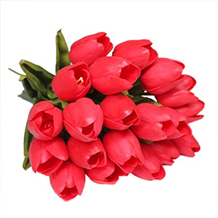 Mandy's 20pcs red Artificial Tulip Flowers 14" for Party Home Wedding Decoration