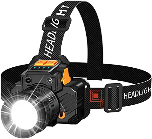 Led Headlamp, Upgraded Version Motion Sensor Headlamp, 2000 Lumen Super Bright Headlight, 3 Modes, Rotary Zoombale, Waterproof, USB Rechargeable Headlamp for Fishing Camping Hiking