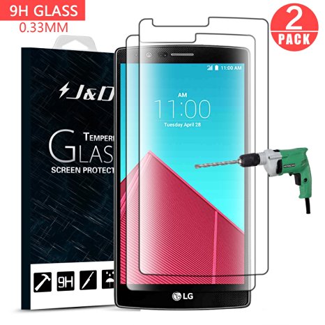 LG G4 Screen Protector, J&D LG G4 Glass Screen Protector [Tempered Glass] HD Clear Ballistic Glass Screen Protector for LG G4 (2 Pack)