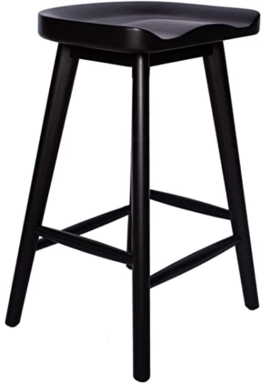 Amazon Brand - Rivet Modern Counter-Height Kitchen Bar Stool, 24" H, Birch Wood, Black