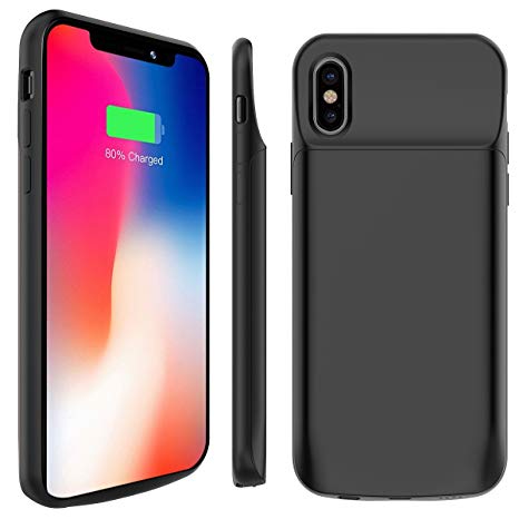 Stoon iPhone X/Xs Battery Case, 6000mAh Portable Charger Case Rechargeable Extended Battery Pack Protective Backup Charging Case Cover for Apple iPhone X, iPhone Xs (5.8 Inch) (Black)