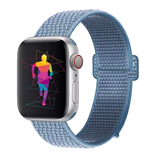 INTENY Sport Band Compatible with Apple Watch 38mm 40mm 42mm 44mm, Nylon Sport Loop, Strap Replacement for iWatch Series 4, Series 3, Series 2, Series 1