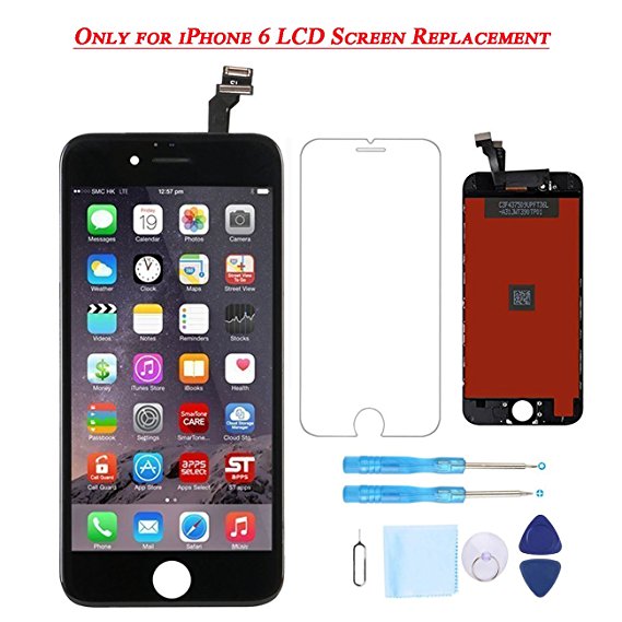 Screen Replacement for iphone 6 Black 4.7" LCD Display Touch Digitizer Frame Assembly Full Repair Kit and Screen Protector