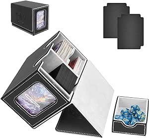 Card Deck Box for MTG Commander Display,Card Deck Box Fits 200  Double Sleeved Cards,Magic TCG Trading Card Storage Box with Dice Tray,2 Dividers and 35pt Magnetic Card Holder