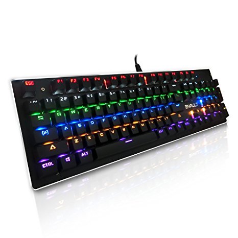 Adjustable LED Backlight Wired Mechanical Gaming Keyboard, Full Keys Anti-Ghosting - Black