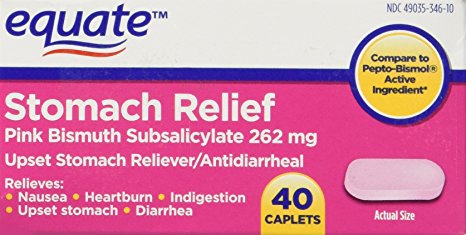 Equate Stomach Relief Caplets 40ct Compare to Pepto-Bismol