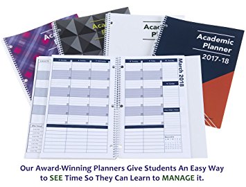 2017-2018 Academic Planner, A Tool For Time Management, Best Weekly & Monthly Student Planner For Keeping Students On Track, On Task, On Time, Size 8.5 x 11, BLACK, FAMILY CHOICE AWARD WINNER