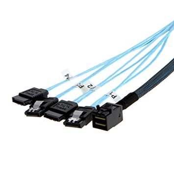 CableCreation Internal HD Mini SAS (SFF-8643 Host) - 4x SATA (Target) Cable,SFF-8643 to 4x SATA Cable, 0.5M, SFF-8643 for Controller, 4 Sata Connect to hard drive