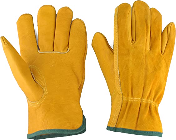 EINSKEY Gardening Gloves - 1 Pairs/L, Thorn Proof Garden Gloves for Men & Women, Leather Safety Work Gloves, Heavy Duty Rigger Gloves for Garden, Yard, Mechanic, Welding
