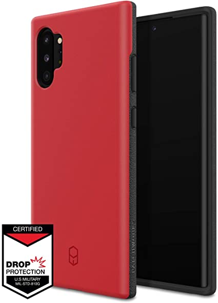 Galaxy Note 10 Plus case for Note 10 , PATCHWORKS Military Grade Certified Dual Layer Impact Resistant Corner Protection with Poron XRD Wireless Charging Compatible [Level ITG Series], Red