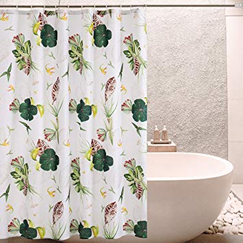 SyMax Printed Shower Curtain Fabric Waterproof Unique Curtains for Bathroom (W72xL72, Beard Leaves)