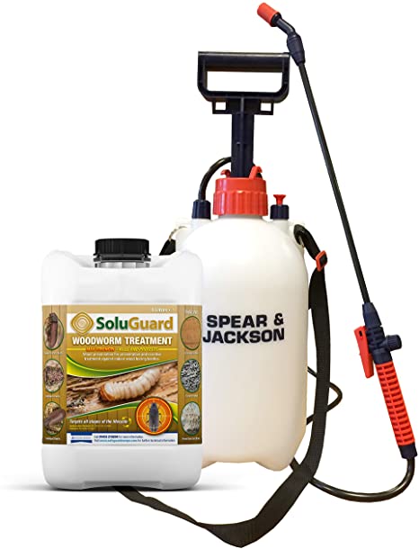 Soluguard Woodworm Treatment (1x5L & Sprayer) Ready for Use & Spear & Jackson Sprayer