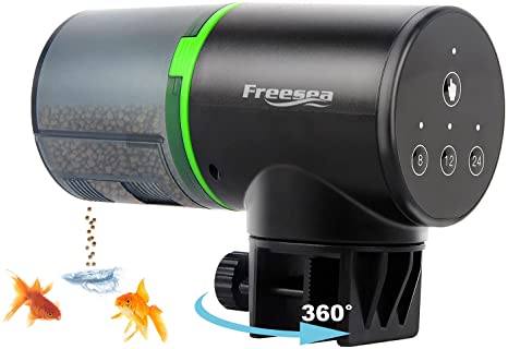 FREESEA Aquarium Automatic Fish Feeder: Vacation Timer Feeder for Fish Tank Electric Adjustable Auto Fish Food Dispenser 0.05 Gal & Two Fixed Methods