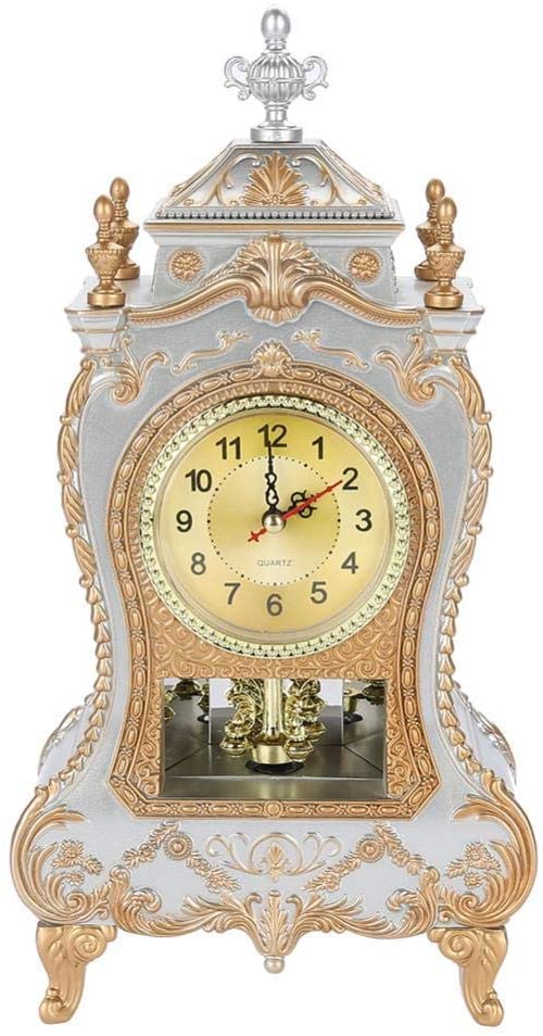 Vintage Style Plastic Table Clock Antique Home Hotel Decorative Desk Alarm Clocks(White)