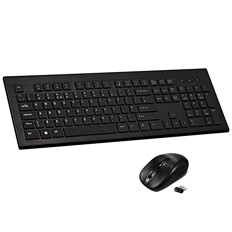 TopElek Wireless Keyboard and Mouse Set, Ultra Slim 2.4GHz Chiclet Keyboard & Cordless Mouse Combo with Spill-Resistant Design and USB Receiver for Mac/Windows XP/7/8/10/VISTA (UK Layout)