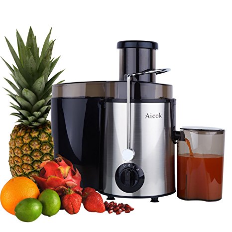 Aicok Juice Extractor, Juicer Centrifugal Fruit Machine Powerful 400 Watt with Juice Jug and Cleaning Brush, Stainless Steel