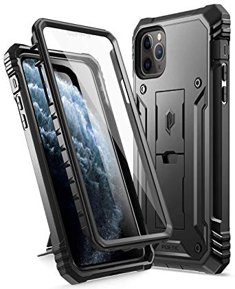 POETIC iPhone 11 Pro Max Rugged Case with Kickstand, Full-Body Dual-Layer Shockproof Protective Cover, Built-in-Screen Protector, Revolution Series, for Apple iPhone 11 Pro Max (2019) 6.5 Inch, Black