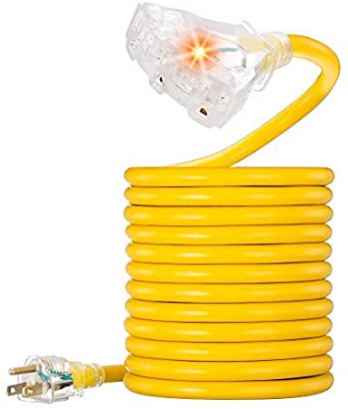 Extension Cord 12 ft 12Gauge, VCZHS UL Listed Heavy Duty Extension Cord 12 Gauge Extension Cord Outdoor SJTW Lighted Triple Outlet Extension Cord 12AWG 15 Amp,1875 Watts,12/3 Extension Cord 3 Prong