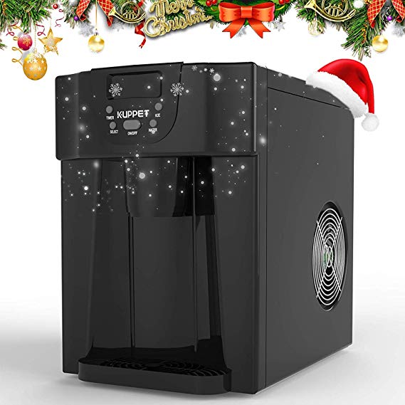 KUPPET 2 in 1 Countertop Ice Maker, Produces 36 lbs Ice in 24 Hours, Ready in 6min, LED Display (Black)