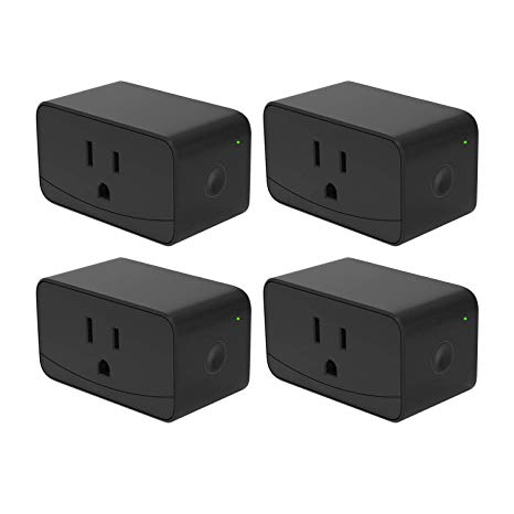 meross Smart Plug Mini, WiFi Outlet, Alexa and Google Assistant Support, App Control, Timer Function, No Hub Needed, 16A, FCC & ETL Certified - Black 4 Pack