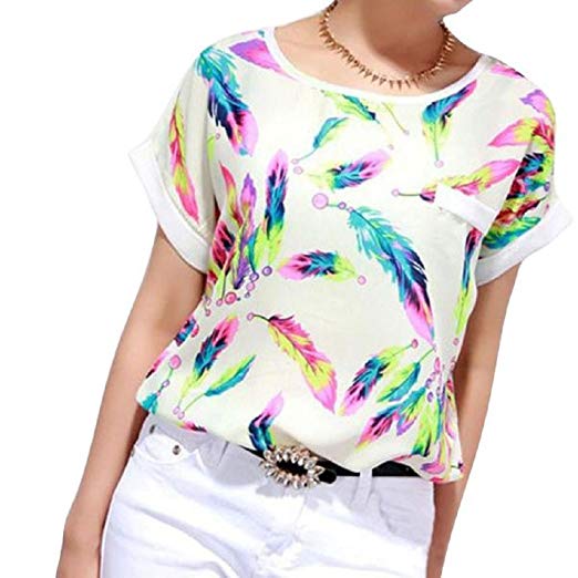 Lookatool Women's Blouse Top Casual Short Sleeve Loose T-Shirt